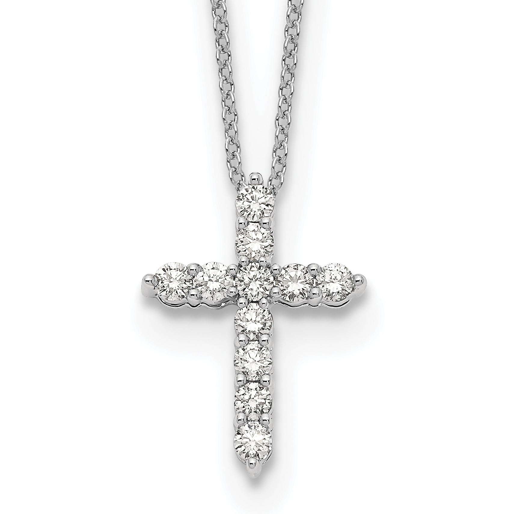 14k White Gold 1/4 carat Diamond Cross Pendant 18 inch Necklace PM1000