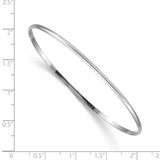 14k White Gold 2mm Solid Polished Half-Round Slip-On Round Bangle Bracelet DB316