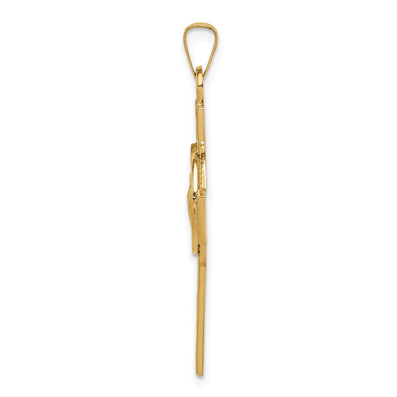 14k Polished Cross with St. Jude Thaddeus Medal Pendant REL110