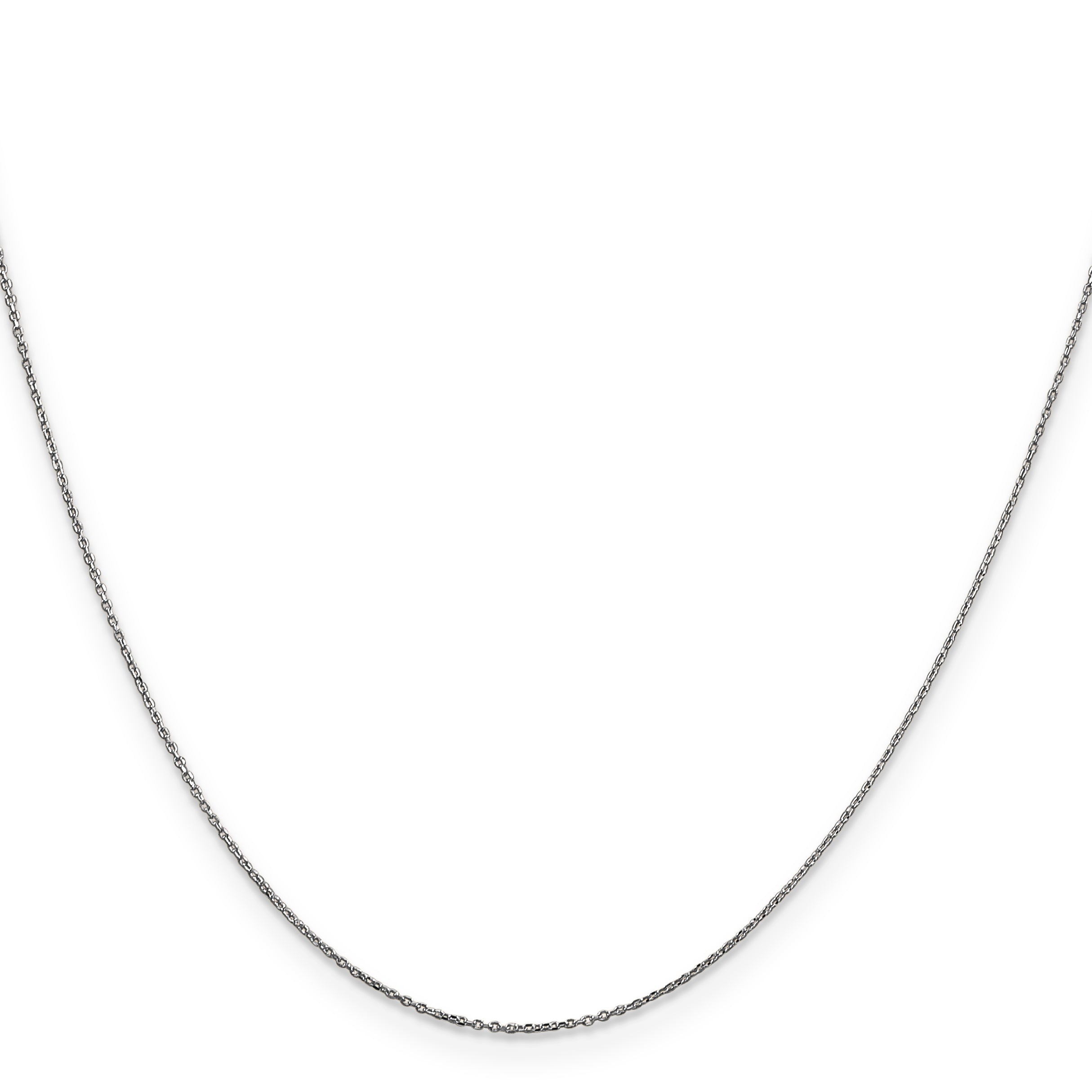 14K White Gold 14 inch .6mm Diamond-cut Round Open Link Cable with Spring Ring Clasp Chain PEN145