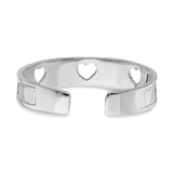 14k White Gold Polished with Hearts Toe Ring K5106