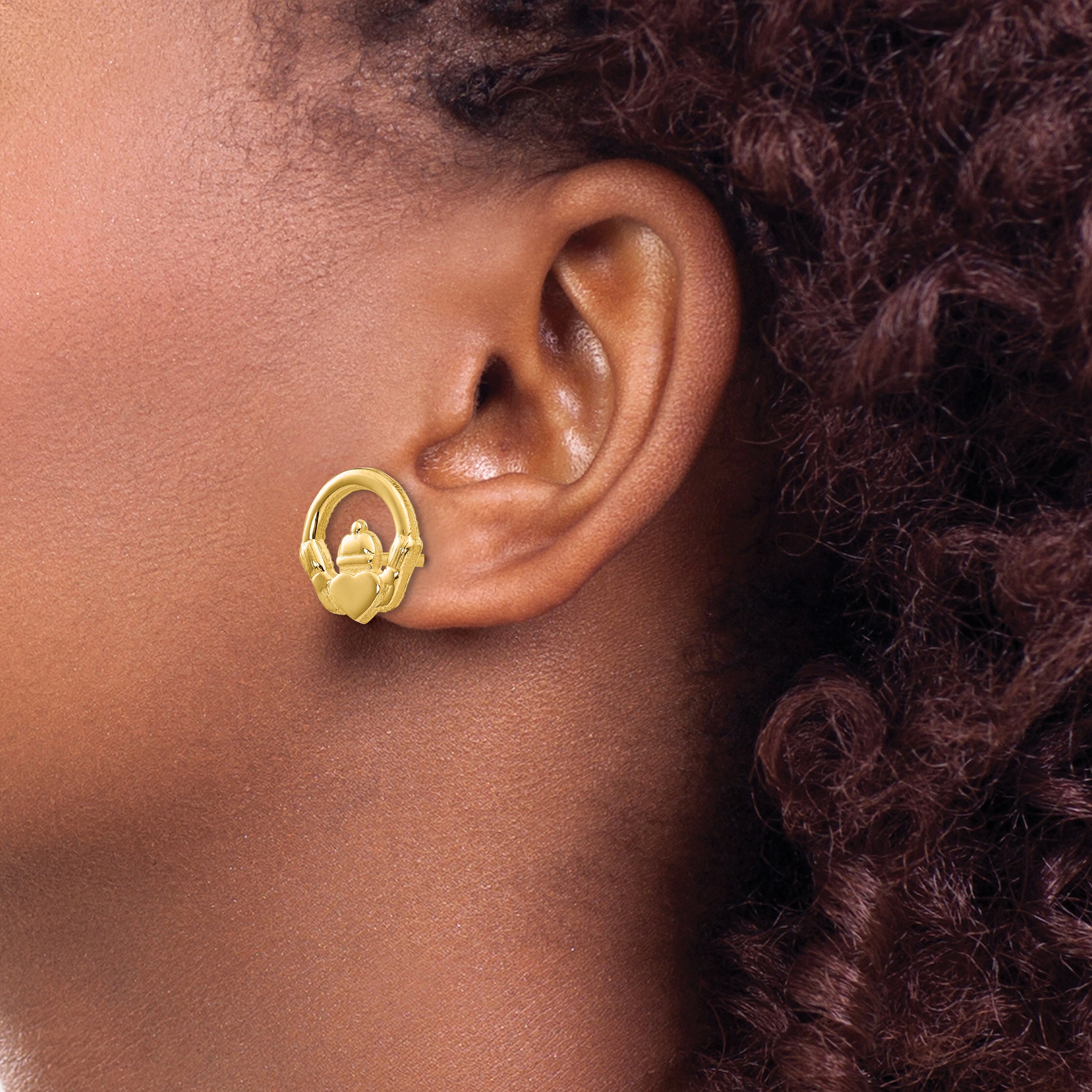 14k Claddagh Post Earrings A9509