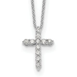 14k White Gold 1/4 carat Diamond Cross Pendant 18 inch Necklace PM1000