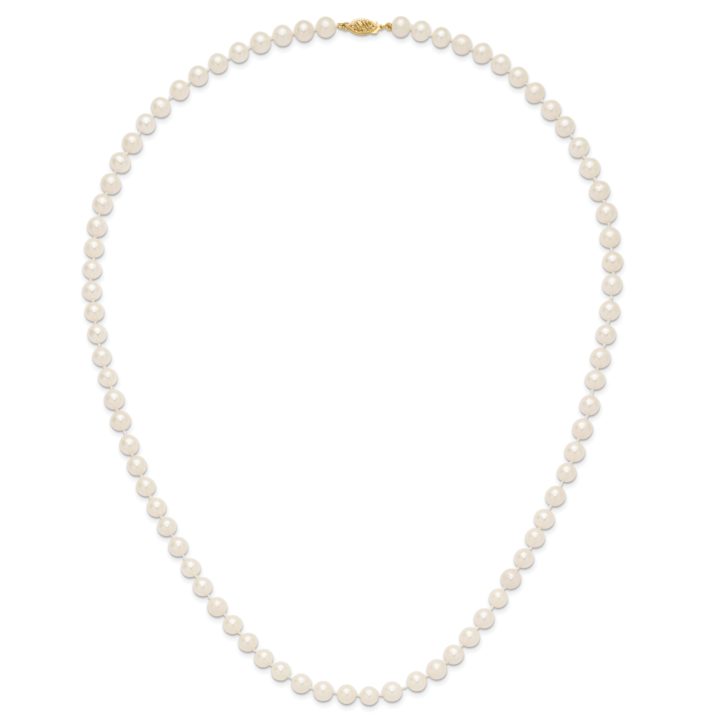 14k 7-8mm White Near-Round Freshwater Cultured Pearl 16 inch Necklace WPN070