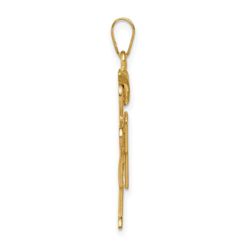 14k The Kids Solid Engravable Medium Boy with Hat on Right Hugs Charm XK385