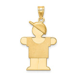 14k The Kids Solid Engravable Medium Boy with Hat on Right Hugs Charm XK385