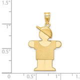 14k The Kids Solid Engravable Medium Boy with Hat on Right Hugs Charm XK385