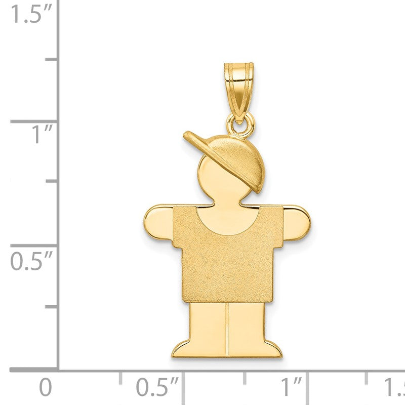 14k The Kids Solid Engravable Medium Boy with Hat on Right Hugs Charm XK385