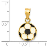 14k Black and White Enameled Flat Soccer Ball Pendant K2088