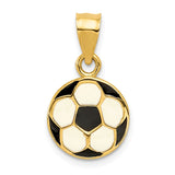 14k Black and White Enameled Flat Soccer Ball Pendant K2088