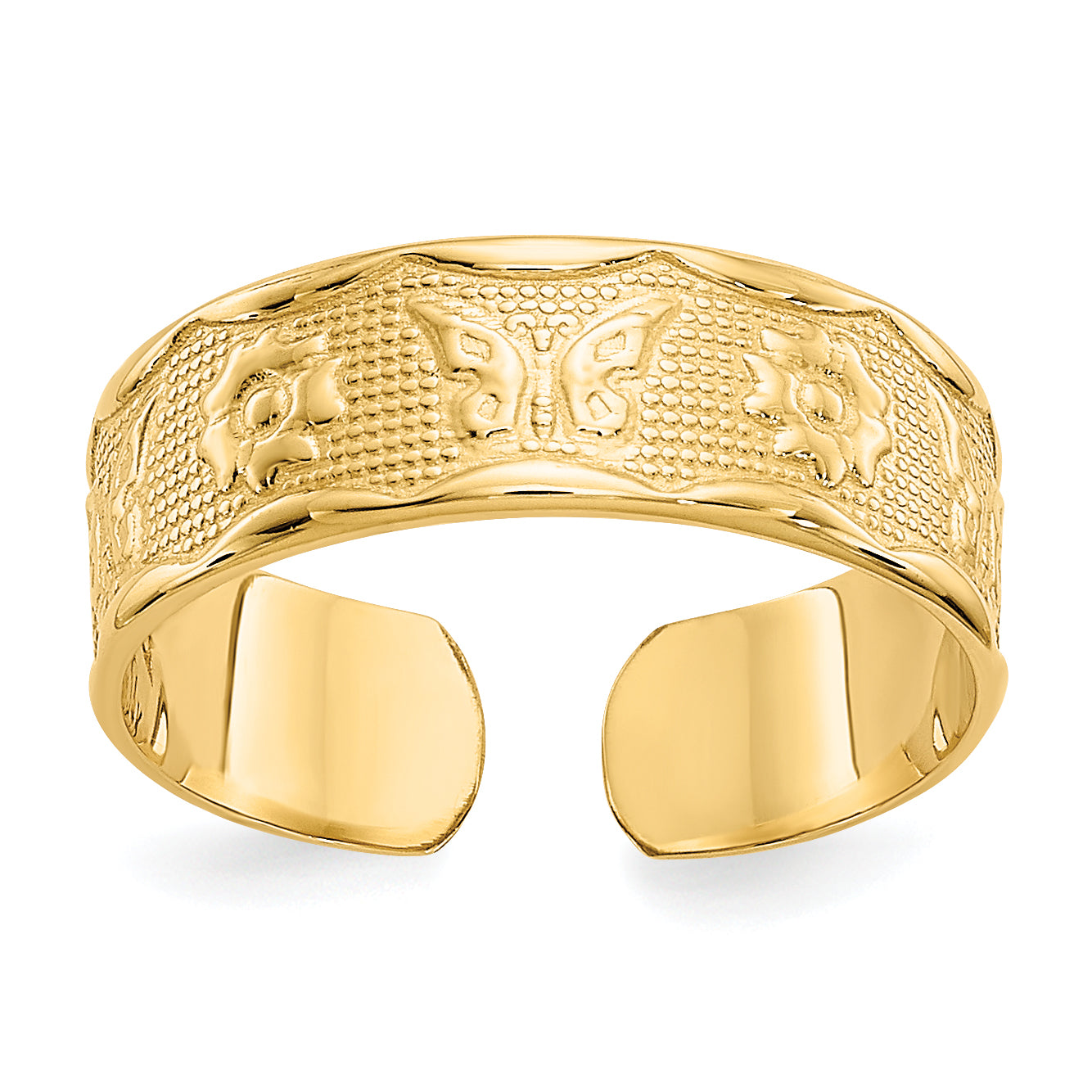 14k Flower  and Butterfly Toe Ring R564