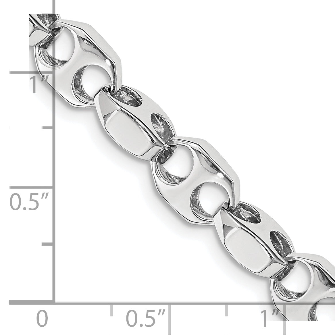 14K White Gold 20 inch 7.2mm Hand Polished Fancy Link with Fancy Lobster Clasp Chain WLK609