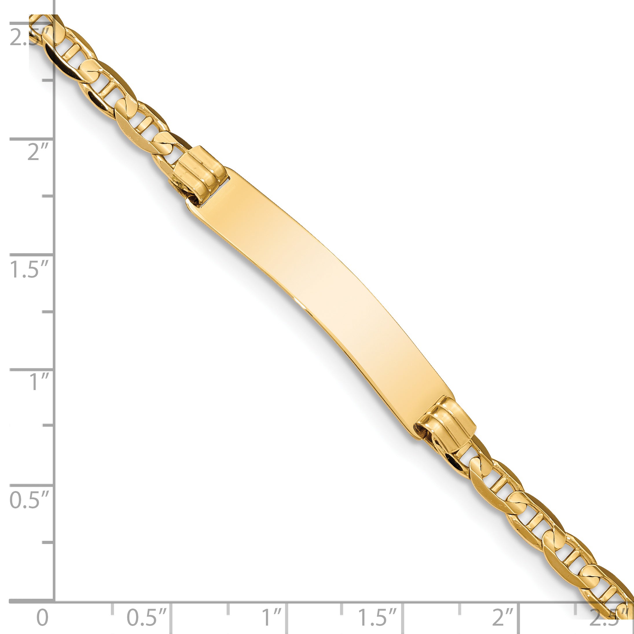 14k Polished Solid Chain/Solid Plate Anchor Link 33.5x7mm Plate 7 inch ID Bracelet LID77