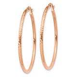 14k Rose Gold 2x40mm Polished Lightweight Diamond-cut Tube Hoop Earrings TF819