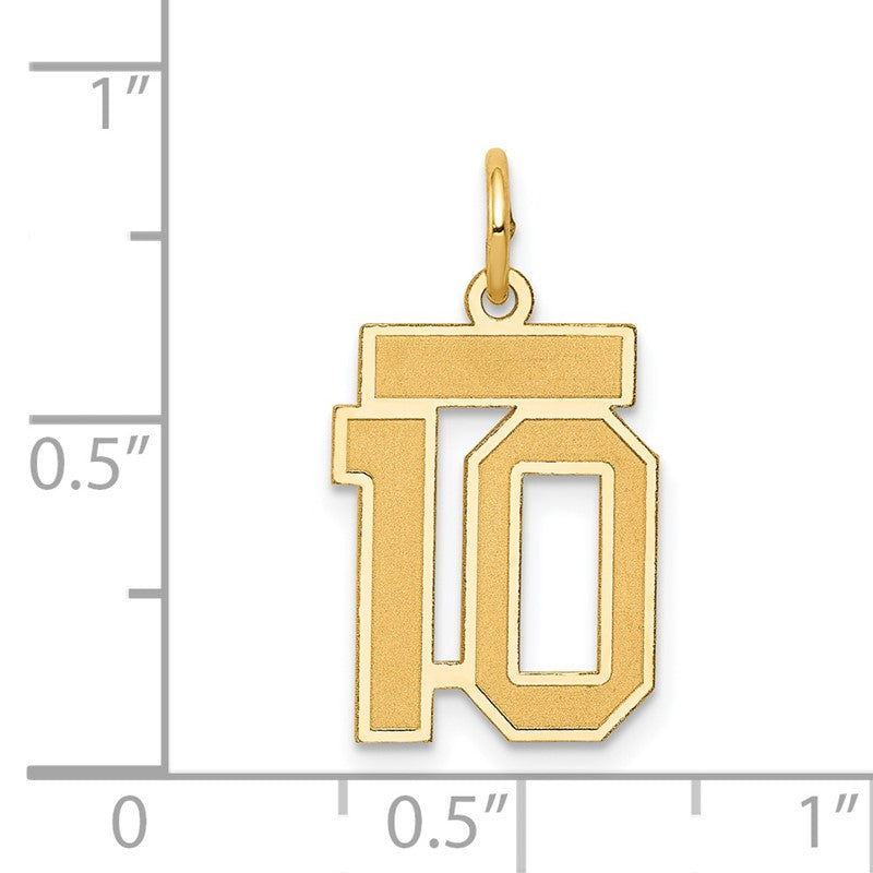 14k Small Satin Number 10 Charm LSS10