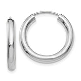14k White Gold 3.00x20mm Polished Endless Tube Hoop Earrings TF806