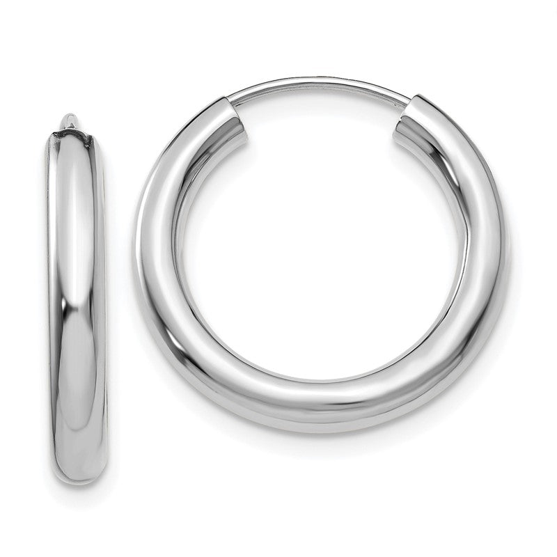14k White Gold 3.00x20mm Polished Endless Tube Hoop Earrings TF806