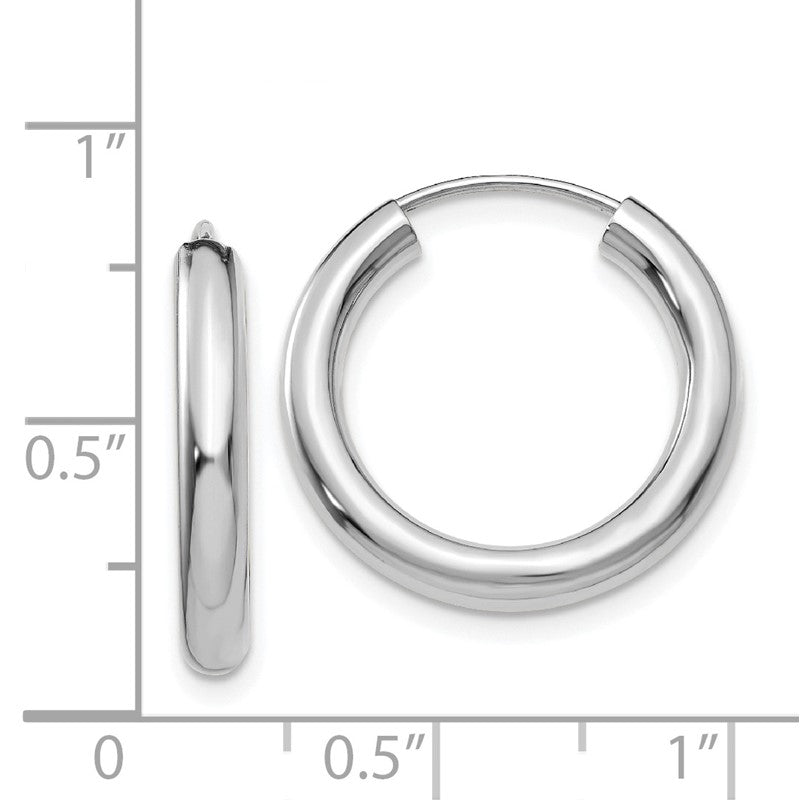 14k White Gold 3.00x20mm Polished Endless Tube Hoop Earrings TF806
