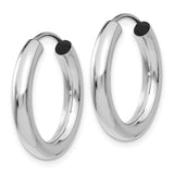 14k White Gold 3.00x20mm Polished Endless Tube Hoop Earrings TF806