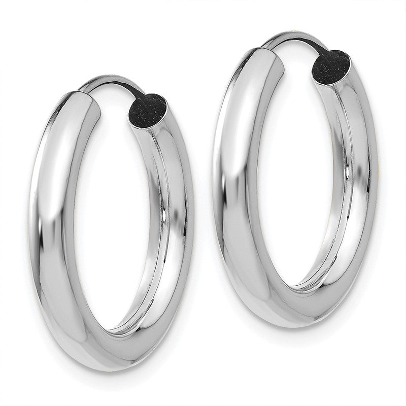 14k White Gold 3.00x20mm Polished Endless Tube Hoop Earrings TF806