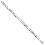 14K White Gold Polished Semi-Solid Chain/Solid Plate Figaro Link 33.5x6.5mm Plate 7 inch ID Bracelet DCID108W
