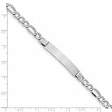 14K White Gold Polished Semi-Solid Chain/Solid Plate Figaro Link 33.5x6.5mm Plate 7 inch ID Bracelet DCID108W