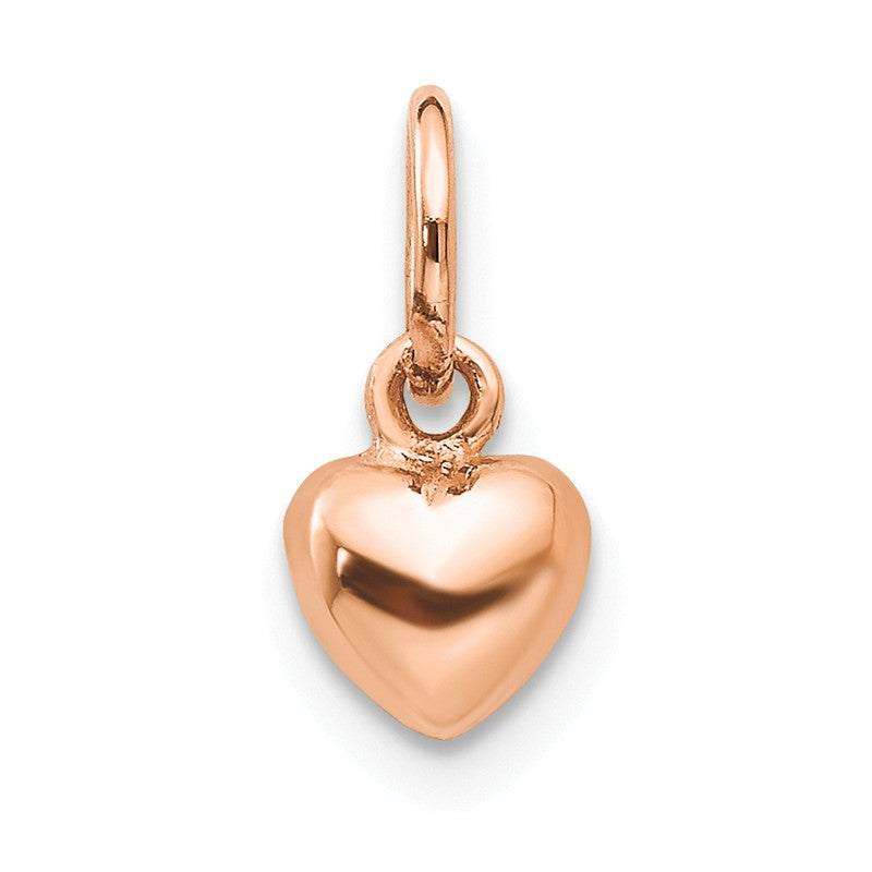14K Rose Polished 3-D Puffed Heart Charm K794