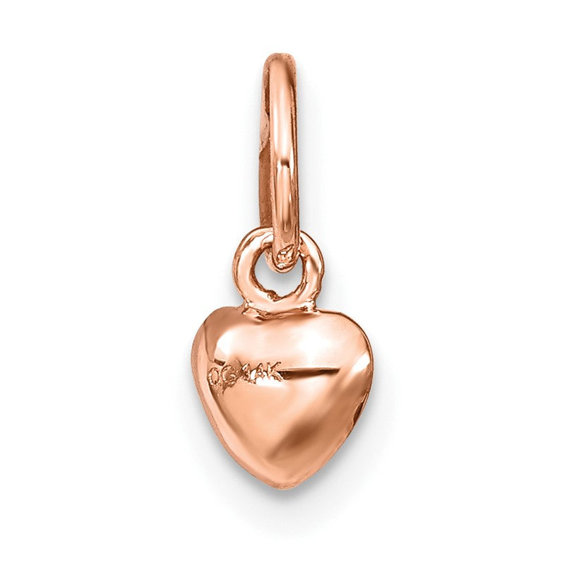 14K Rose Polished 3-D Puffed Heart Charm K794
