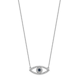 14k White Gold Polished 1/2 carat Diamond and Sapphire Medium Evil Eye 18 inch Necklace XP5045WS/A