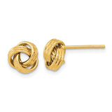14K 8mm Polished Textured Love knot Post Earrings TL1052