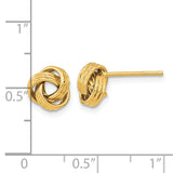 14K 8mm Polished Textured Love knot Post Earrings TL1052