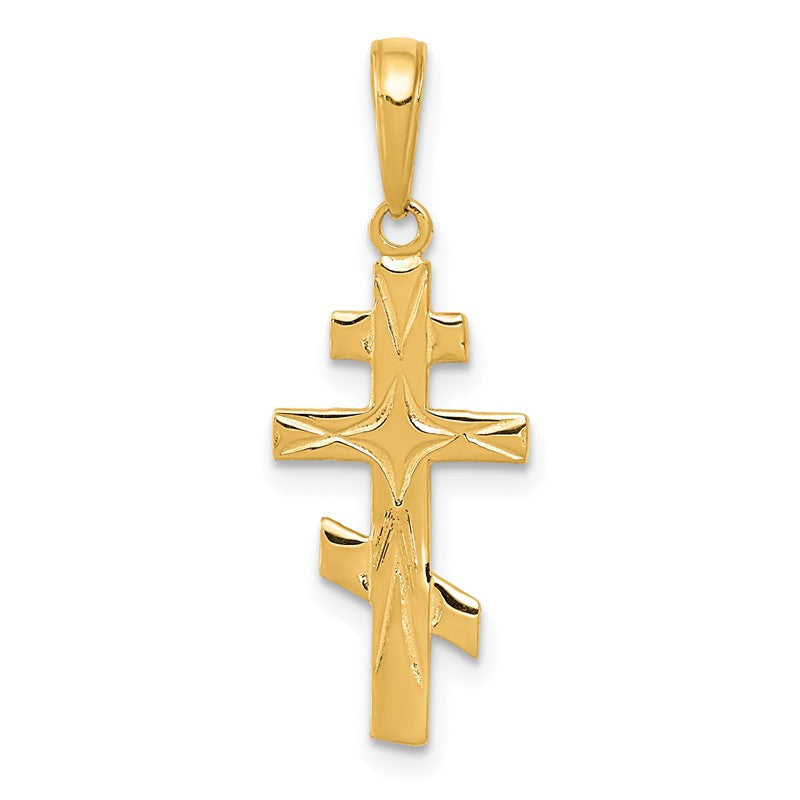 14k Polished Eastern Orthodox Cross Pendant C3835