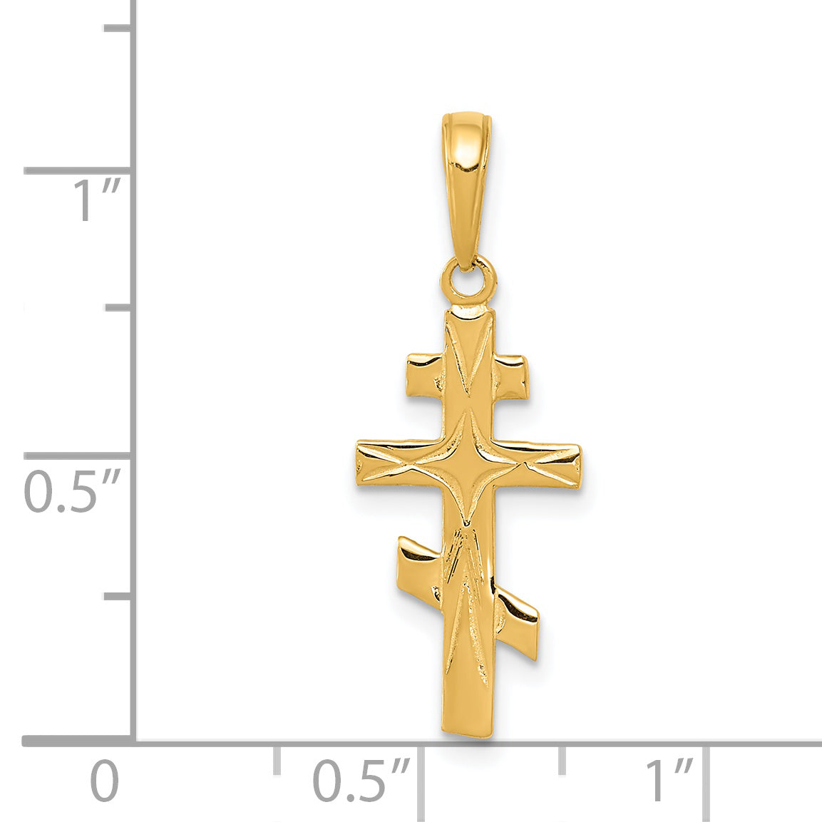 14k Polished Eastern Orthodox Cross Pendant C3835