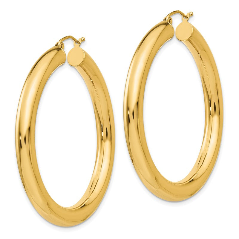 14k 5x45mm Polished Lightweight Tube Hoop Earrings T960L