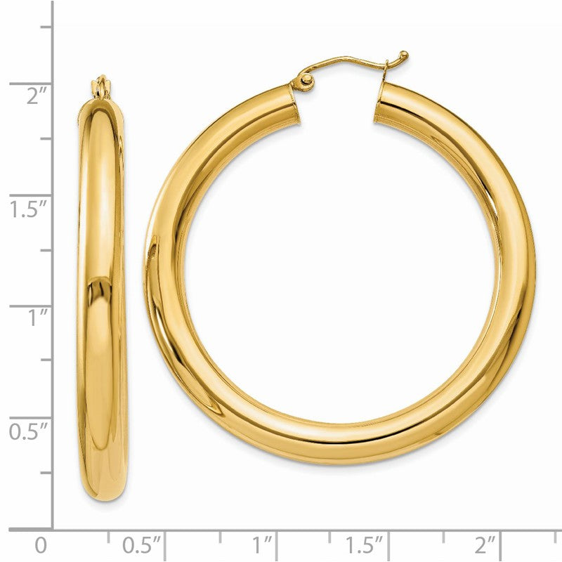 14k 5x45mm Polished Lightweight Tube Hoop Earrings T960L