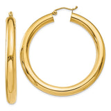 14k 5x45mm Polished Lightweight Tube Hoop Earrings T960L