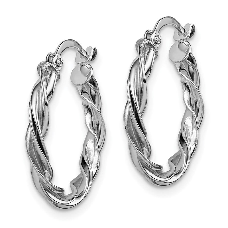 14K Polished White Gold Twisted Hoop Earrings TF1606W