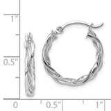 14K Polished White Gold Twisted Hoop Earrings TF1606W