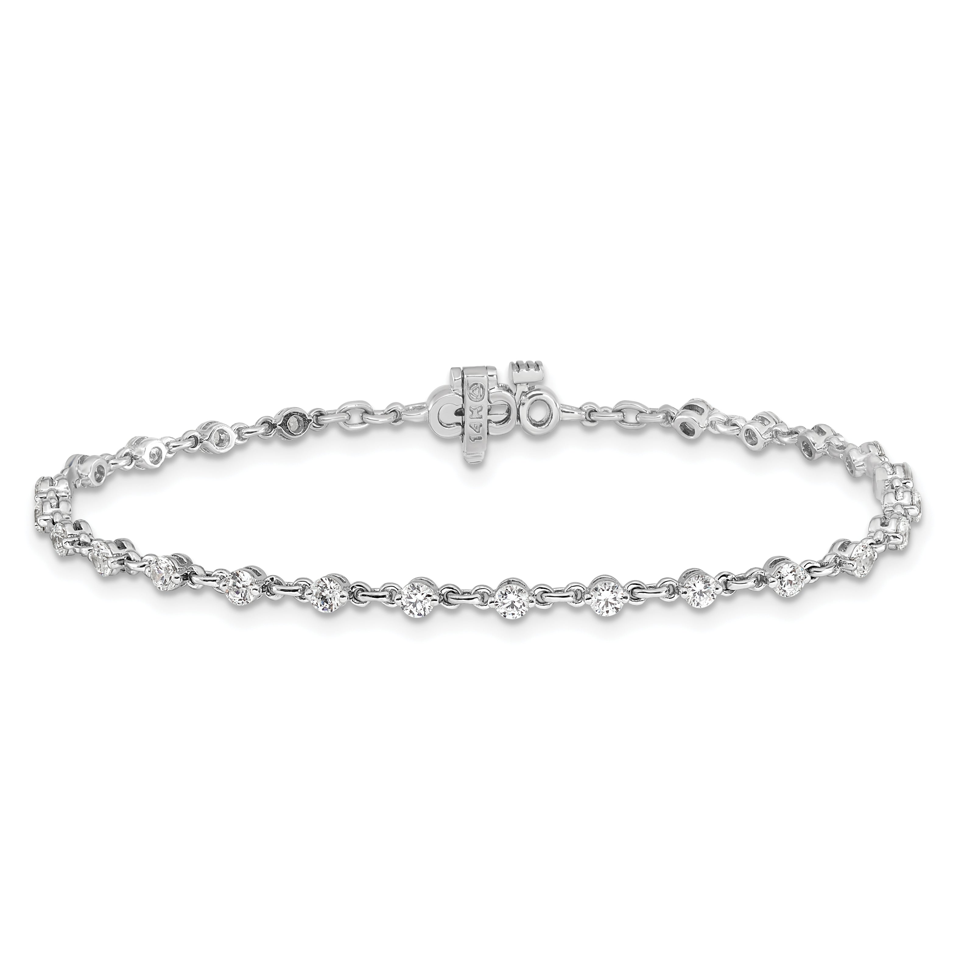 14k White Gold Complete 2.25 carat Round A Diamond 2-prong 7 inch Tennis Bracelet X10018WA
