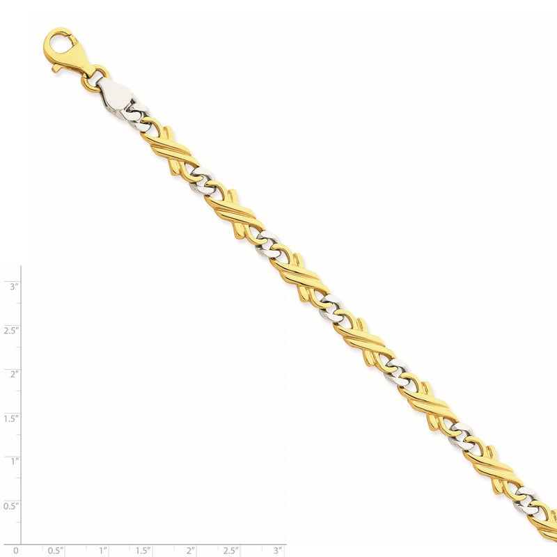 14K Two-tone 18 inch 6mm Hand Polished Fancy Link with Fancy Lobster Clasp Chain LK223