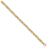 14K Two-tone 18 inch 6mm Hand Polished Fancy Link with Fancy Lobster Clasp Chain LK223