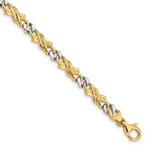 14K Two-tone 18 inch 6mm Hand Polished Fancy Link with Fancy Lobster Clasp Chain LK223