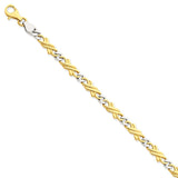 14K Two-tone 18 inch 6mm Hand Polished Fancy Link with Fancy Lobster Clasp Chain LK223