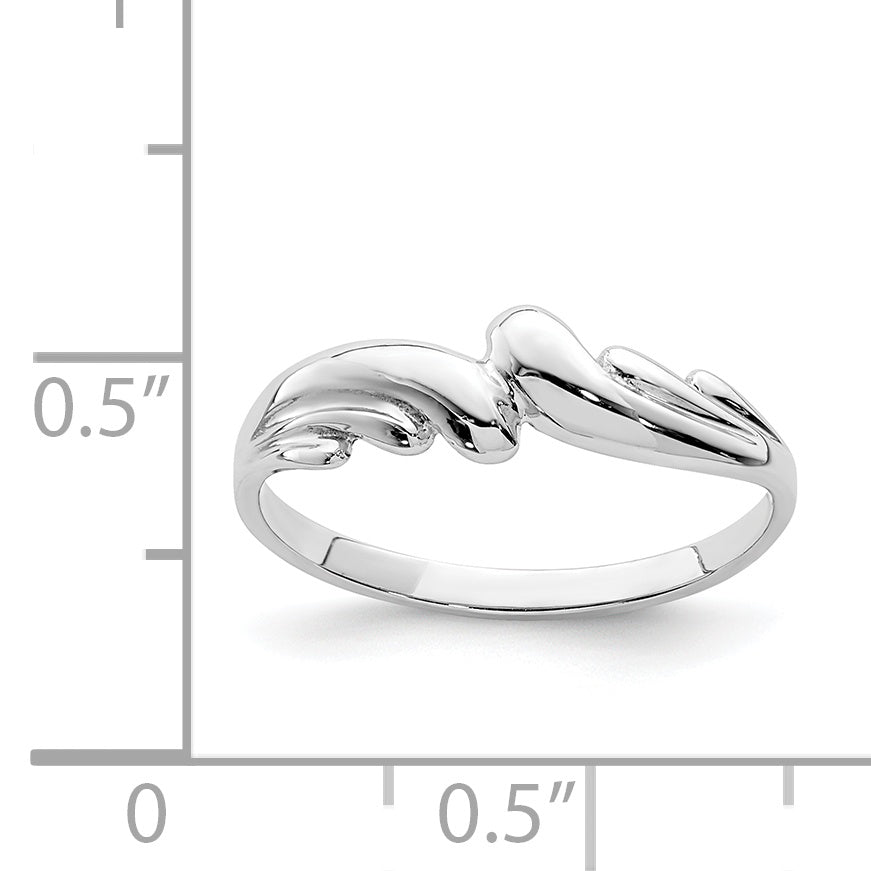 14K White Gold Polished Wave Ring D4708