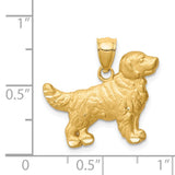 14K Satin Diamond-cut Golden Retriever Dog Pendant C4733