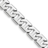 14K White Gold 20 inch 10.2mm Hand Polished Fancy Link with Box Catch Clasp Chain WLK190