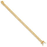 14K 20 inch 7.5mm Hand Polished Flat Beveled Curb Link with Box Catch Clasp Chain LK132