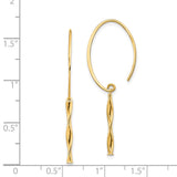 14K Twisted Bar Dangle Wire Earrings TH985