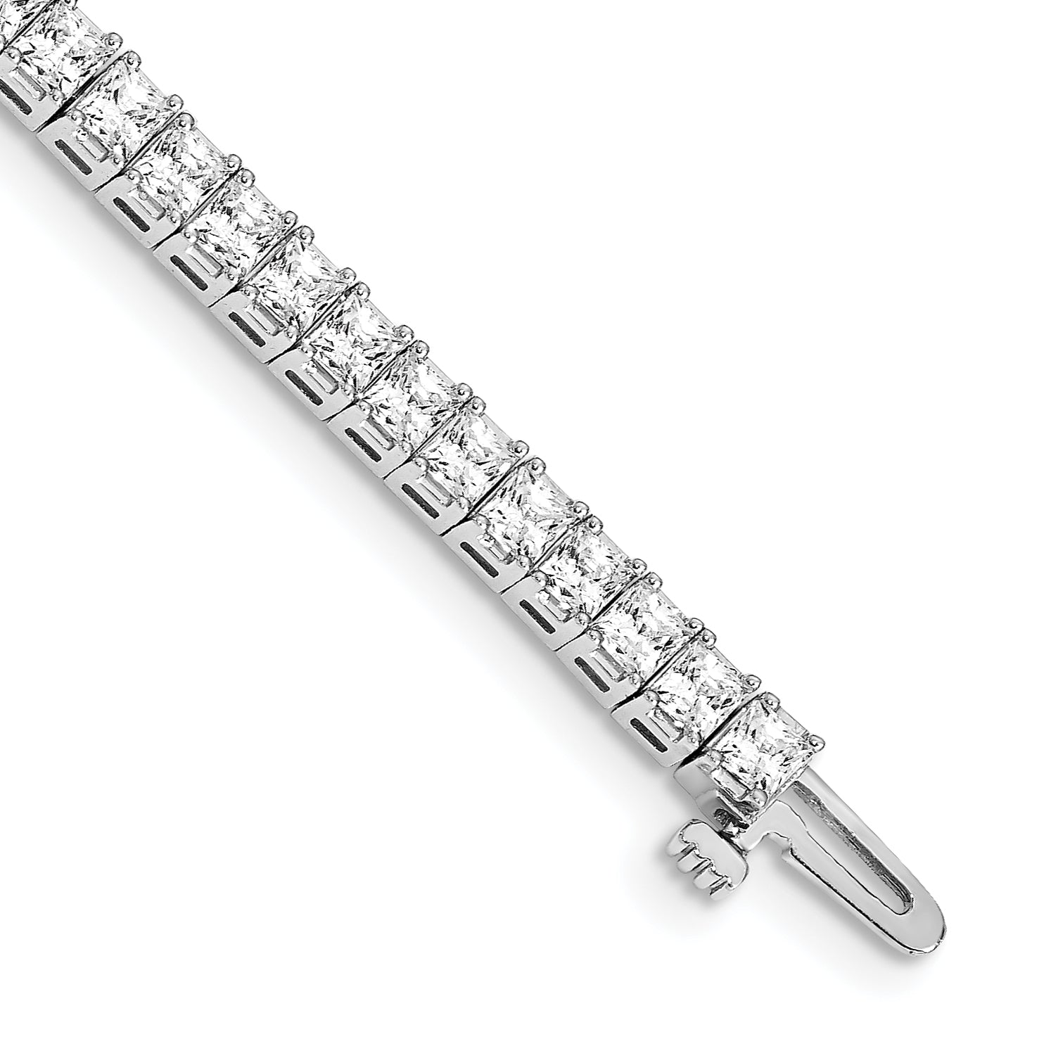 14k White Gold Complete 6.6 carat Princess AA Diamond 4-prong 7 inch Tennis Bracelet X10024WAA