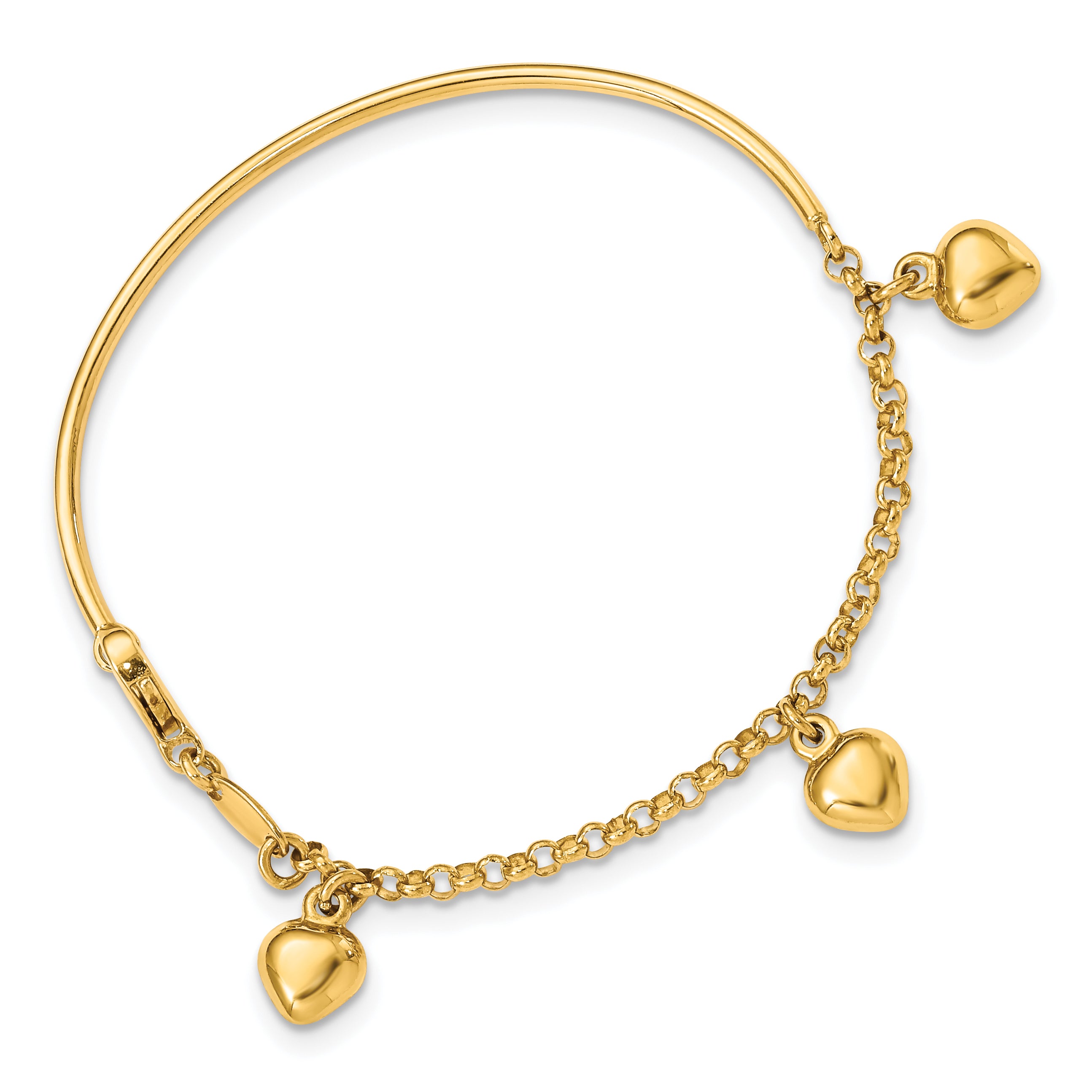 14k Polished Dangle Heart 6 inch Baby Bracelet BID92